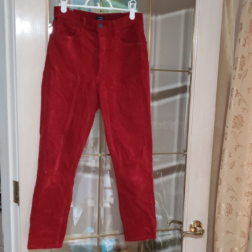Citizens of Humanity Olivia High Rise Slim Ankle Red Corduroy Pants Size 25